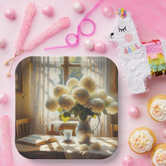 Hydrangea Boeket Papieren Bordje (Feest)