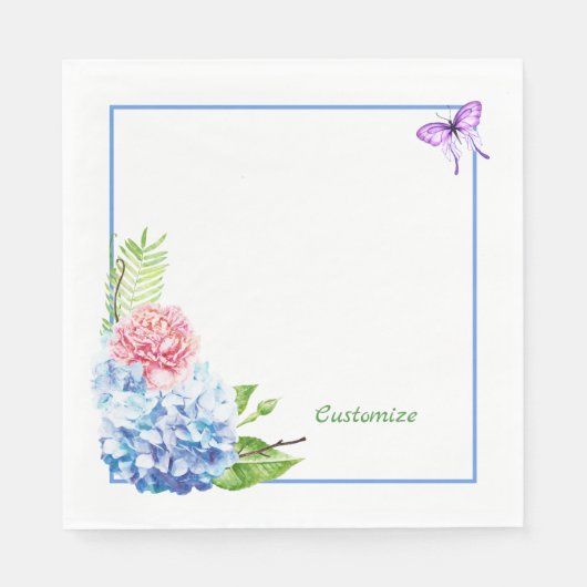 Hydrangea Boeket Papieren Servet (Voorkant)