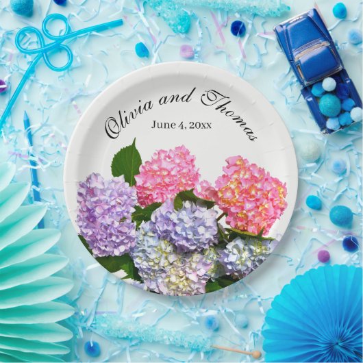 Hydrangea Boeket roze blauw paarse bloemen Papieren Bordje (Feest)