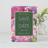 Hydrangea Boeket Save the Date Kaart (Staand voorkant)