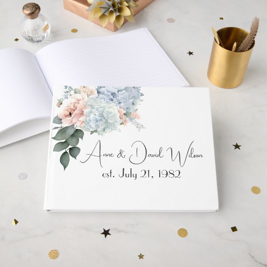 Hydrangea Boeket voor Jubileumfeest Gastenboek (Voorkant open)