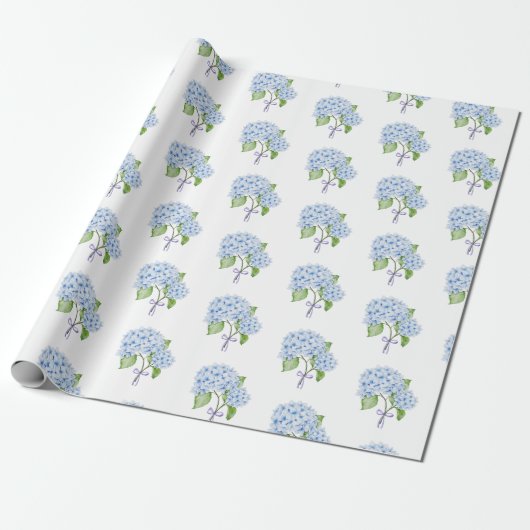 Hydrangea boog grandmillenial preppy floral cadeaupapier (Uitgerold)