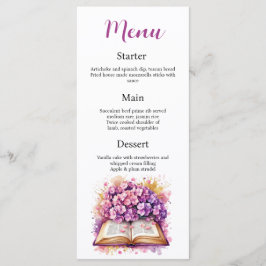 Hydrangea Book Theme Menu Kaart