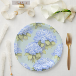 Hydrangea Borden | Eendenei Blauwe Bloemenfeestje Papieren Bordje