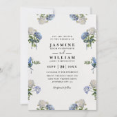 Hydrangea Bouquet Blue Elegant QR Code Wedding Kaart (Voorkant)