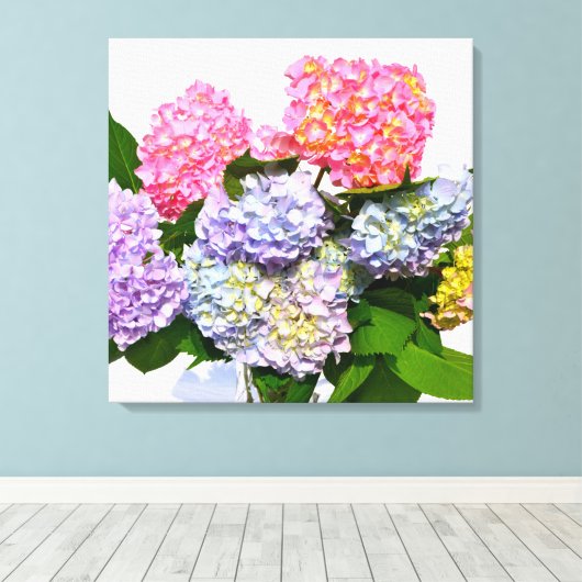 Hydrangea Bouquet Canvas Afdruk (Insitu (Houten vloer))