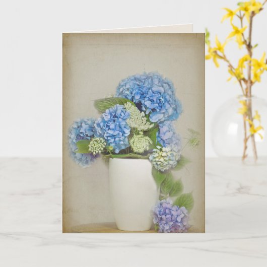 Hydrangea Bouquet in Vase Kaart (Gele Bloem)