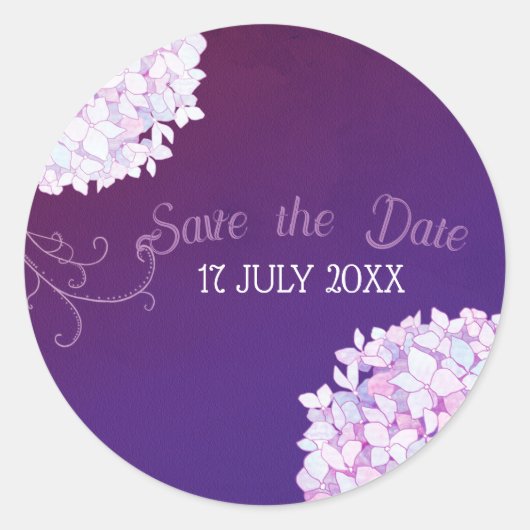 Hydrangea Bouquet Paars Wedding Ronde Sticker (Voorkant)