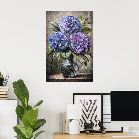 Hydrangea Bouquet Poster – Floral Stilleven (Thuiskantoor)