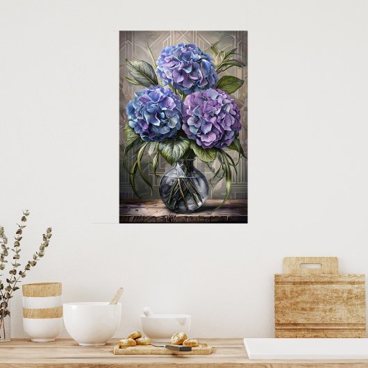 Hydrangea Bouquet Poster – Floral Stilleven (Keuken)