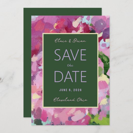 Hydrangea Bouquet Save the Date Card (Voorkant / Achterkant)
