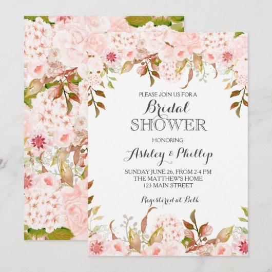 hydrangea bridal doucheuitnodiging kaart (Voorkant / Achterkant)