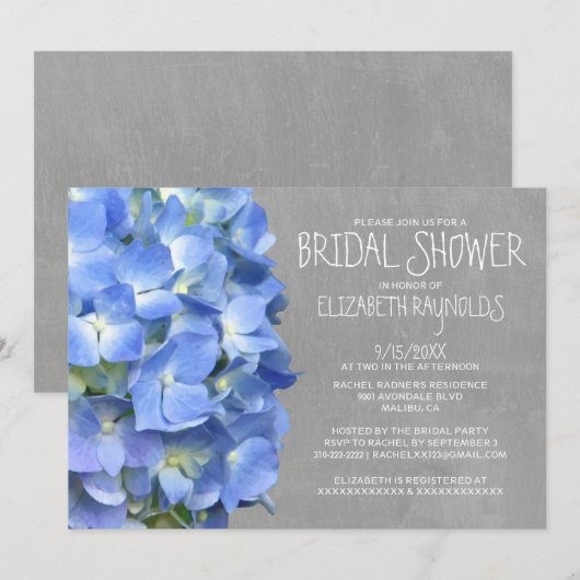 Hydrangea Bridal Shower Invitations Kaart (Voorkant / Achterkant)