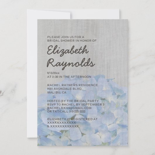  Hydrangea Bridal Shower Invitations Kaart (Voorkant)