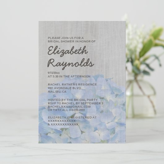  Hydrangea Bridal Shower Invitations Kaart (Staand voorkant)