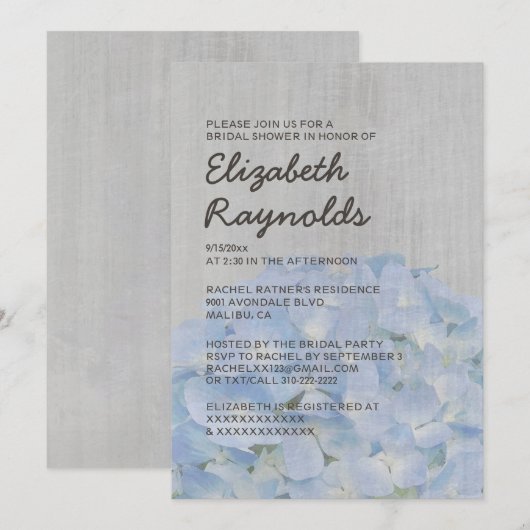 Hydrangea Bridal Shower Invitations Kaart (Voorkant / Achterkant)