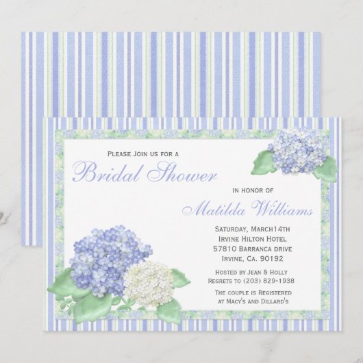 Hydrangea Bridal Shower Kaart (Voorkant / Achterkant)