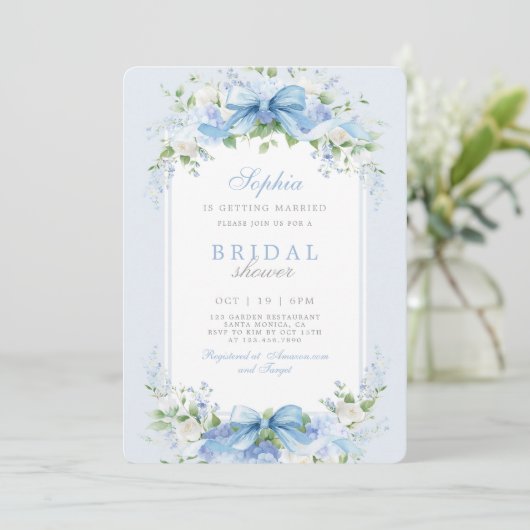 Hydrangea bruids douche uitnodiging (Staand voorkant)