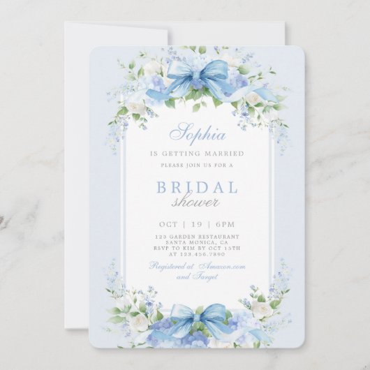 Hydrangea bruids douche uitnodiging (Voorkant)