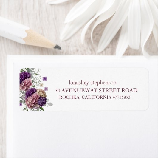 Hydrangea Bruidsfeest Retouradres Label (Insitu)