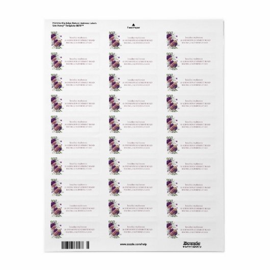 Hydrangea Bruidsfeest Retouradres Label (Full Sheet)