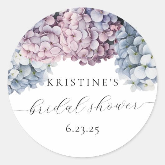 Hydrangea Bruidsfeesticker Ronde Sticker (Voorkant)