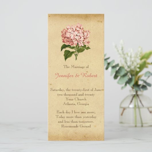  Hydrangea bruiloft programma Programmakaart (Staand voorkant)