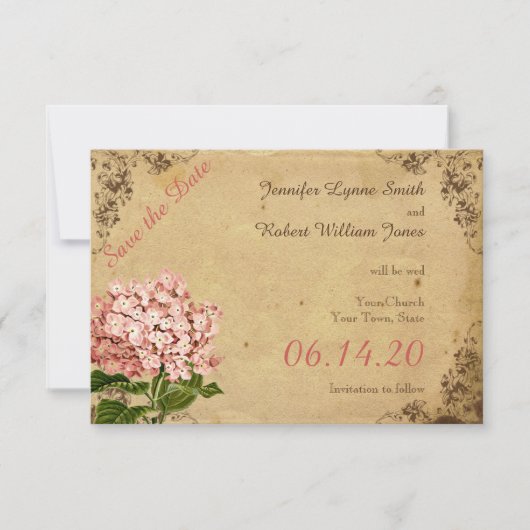  Hydrangea Bruiloft Save the Date (Voorkant)