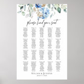 Hydrangea bruiloft zitplaatsen grafiek 20 tafels poster (Voorkant)