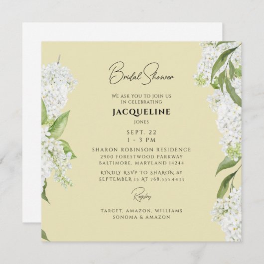 Hydrangea Bruiloftsfeest in het Geel en Wit Vierka Kaart (Voorkant / Achterkant)