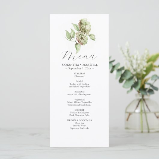 Hydrangea Bruiloftsmenu's  Menu (Staand voorkant)