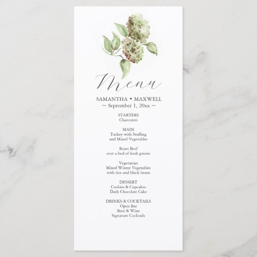 Hydrangea Bruiloftsmenu's Menu (Voorkant)