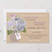 Hydrangea Burlap Rustic Wedding-kaart Kaart (Voorkant)