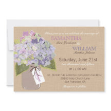 Hydrangea Burlap Rustic Wedding-kaart