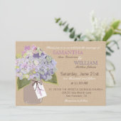 Hydrangea Burlap Rustic Wedding-kaart Kaart (Staand voorkant)