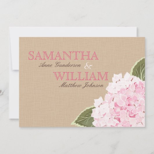 Hydrangea Burlap Rustic Wedding-kaart Kaart (Achterkant)