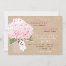 Hydrangea Burlap Rustic Wedding-kaart Kaart