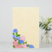 Hydrangea Butterfly Garden Stationery Briefpapier (Staand voorkant)