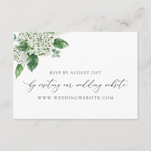 Hydrangea Calligraphy Wedding RSVP Online Card Informatiekaartje (Voorkant)