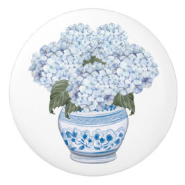 Hydrangea Chinoiserie Blauwe Bloem Bloem Keramische Knop