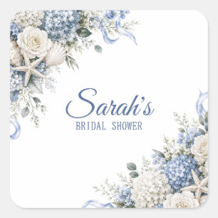 Hydrangea Coastal Bruidsfeest Persoonlijk Vierkante Sticker