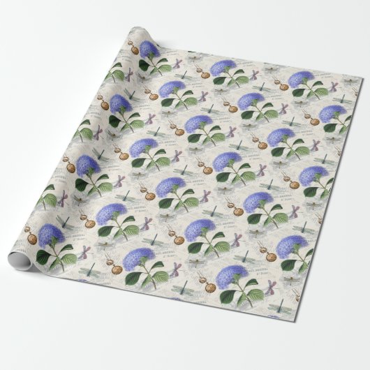 Hydrangea Collage Cadeaupapier (Uitgerold)