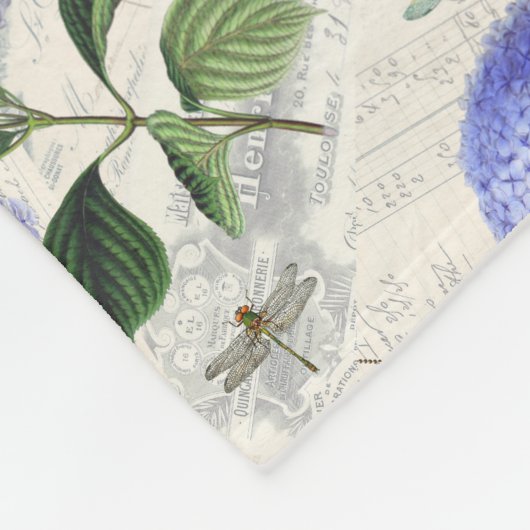 Hydrangea Collage Fleece Deken (Hoek)