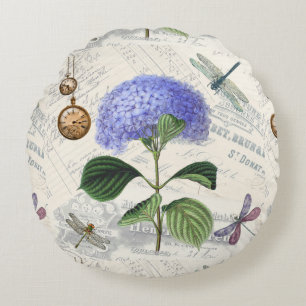 Hydrangea Collage Rond Kussen