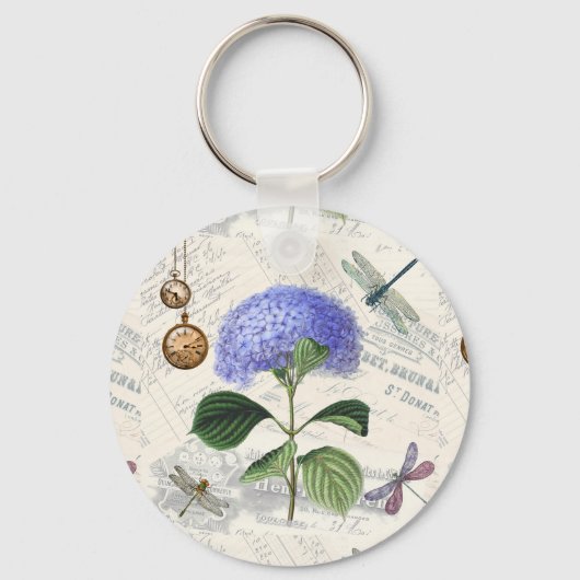 Hydrangea Collage Sleutelhanger (Voorkant)