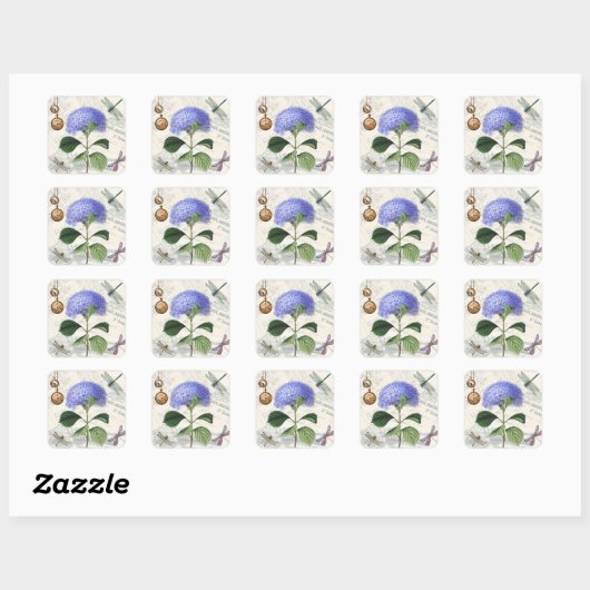 Hydrangea Collage Vierkante Sticker (Vel)
