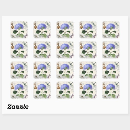 Hydrangea Collage Vierkante Sticker (Vel)