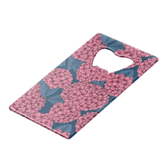 Hydrangea Creditkaart Flessenopener (Voorkant Gekanteld)