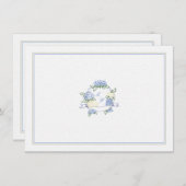 Hydrangea Crest Dusty Blue Classic Wedding Couple Notitiekaartje (Voorkant / Achterkant)