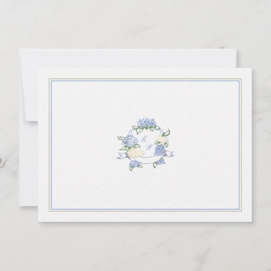Hydrangea Crest Dusty Blue Classic Wedding Couple Notitiekaartje (Voorkant)